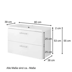 Hochglanz Wand Waschtisch mit Waschbecken - Vohdan^Wohnen Outlet