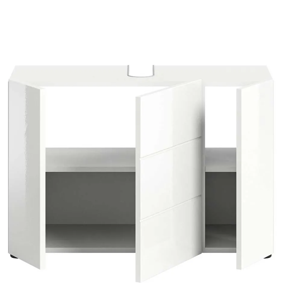 Wohnen Hochglanz Waschbeckenschrank in Weiß foliert - Vitablos