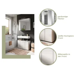 Wohnen Hochglanz Waschbeckenschrank in Weiß foliert - Vitablos