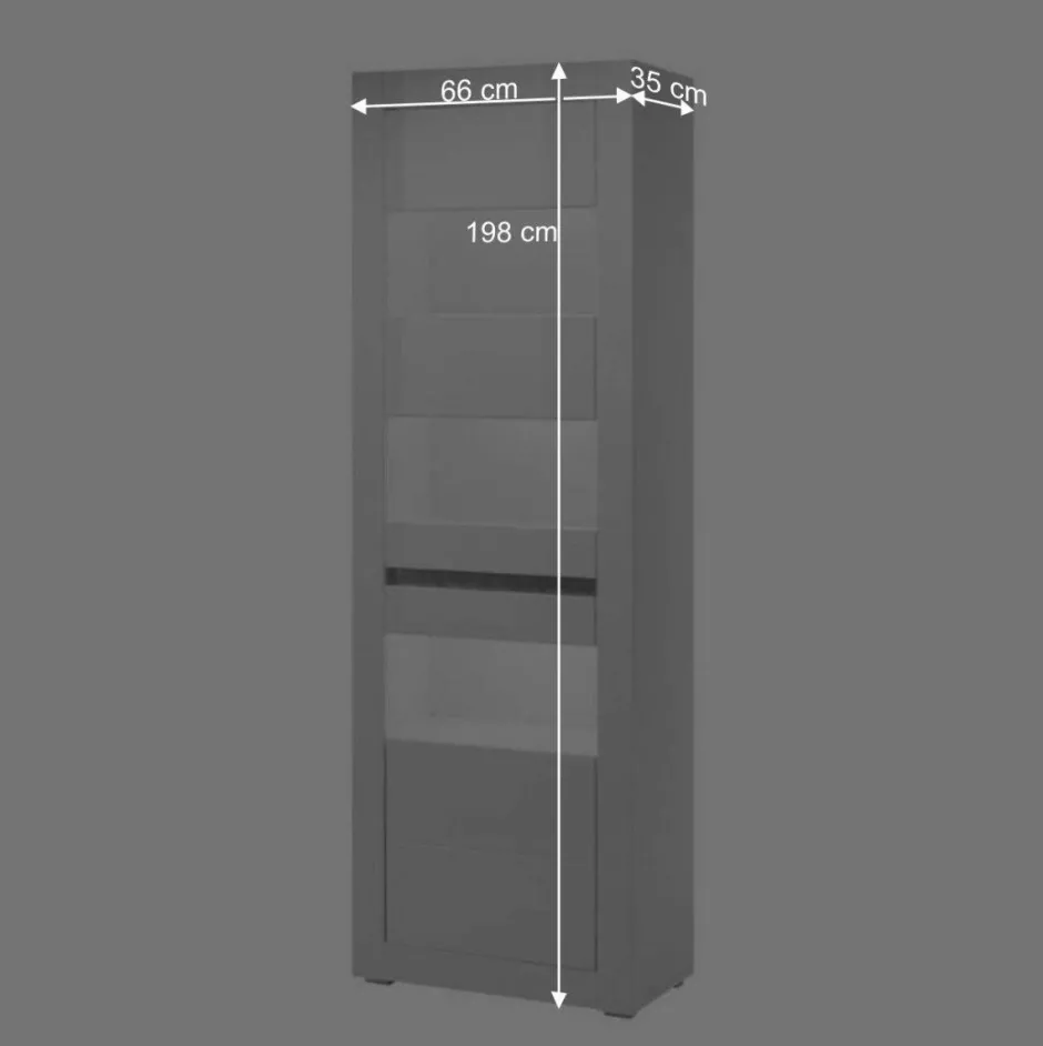 Hochglanz Wohnkombination in Weiß Mextra mit Beton Dekor & Glas (vierteilig)^Wohnen Hot