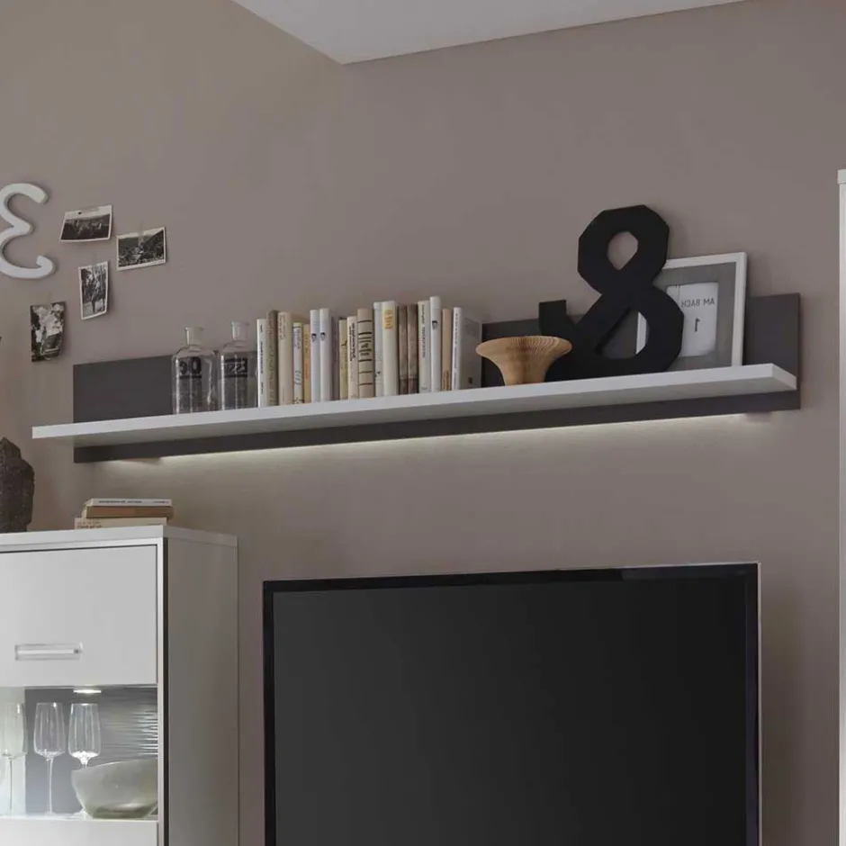 Hochglanz Wohnwand Tacroma in Weiß (vierteilig)^Wohnen Discount