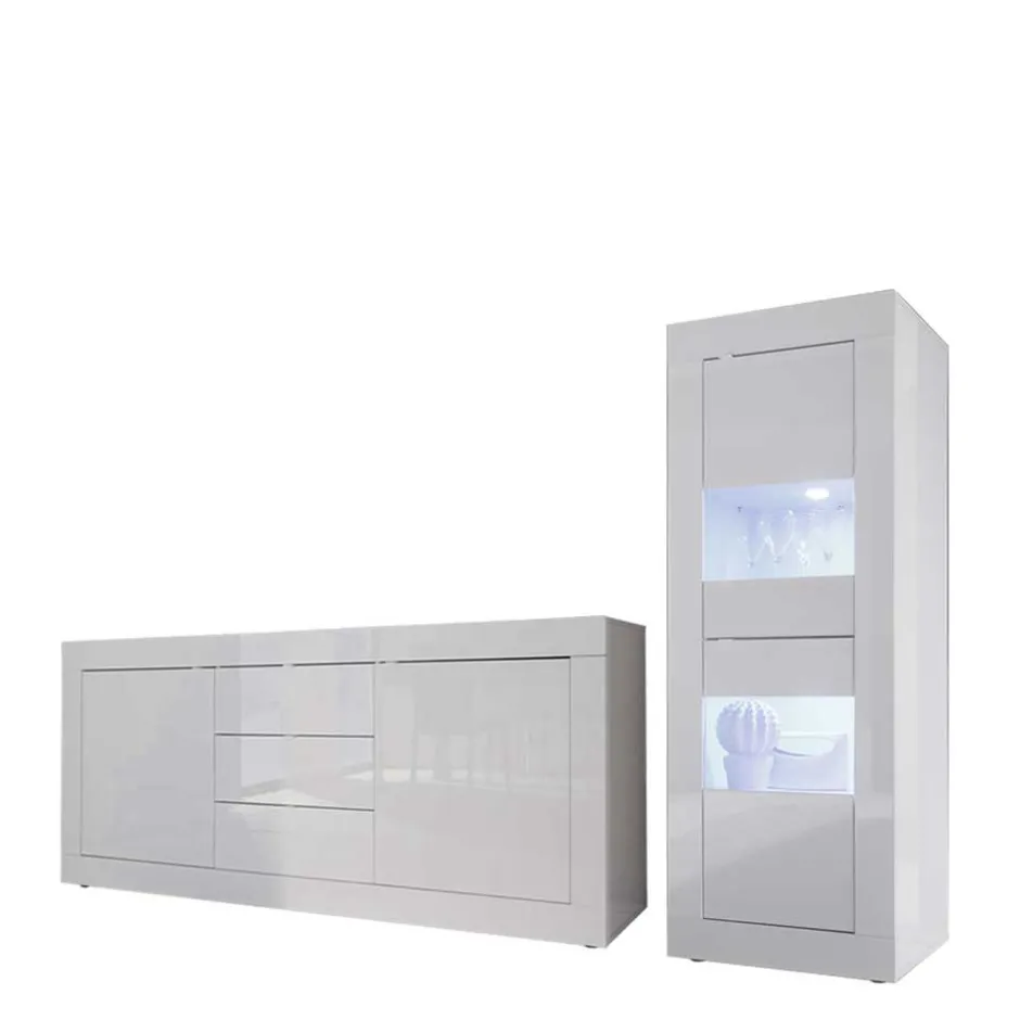 Wohnen Hochglanz Wohnzimmermöbel in Weiß - Sogno (zweiteilig)