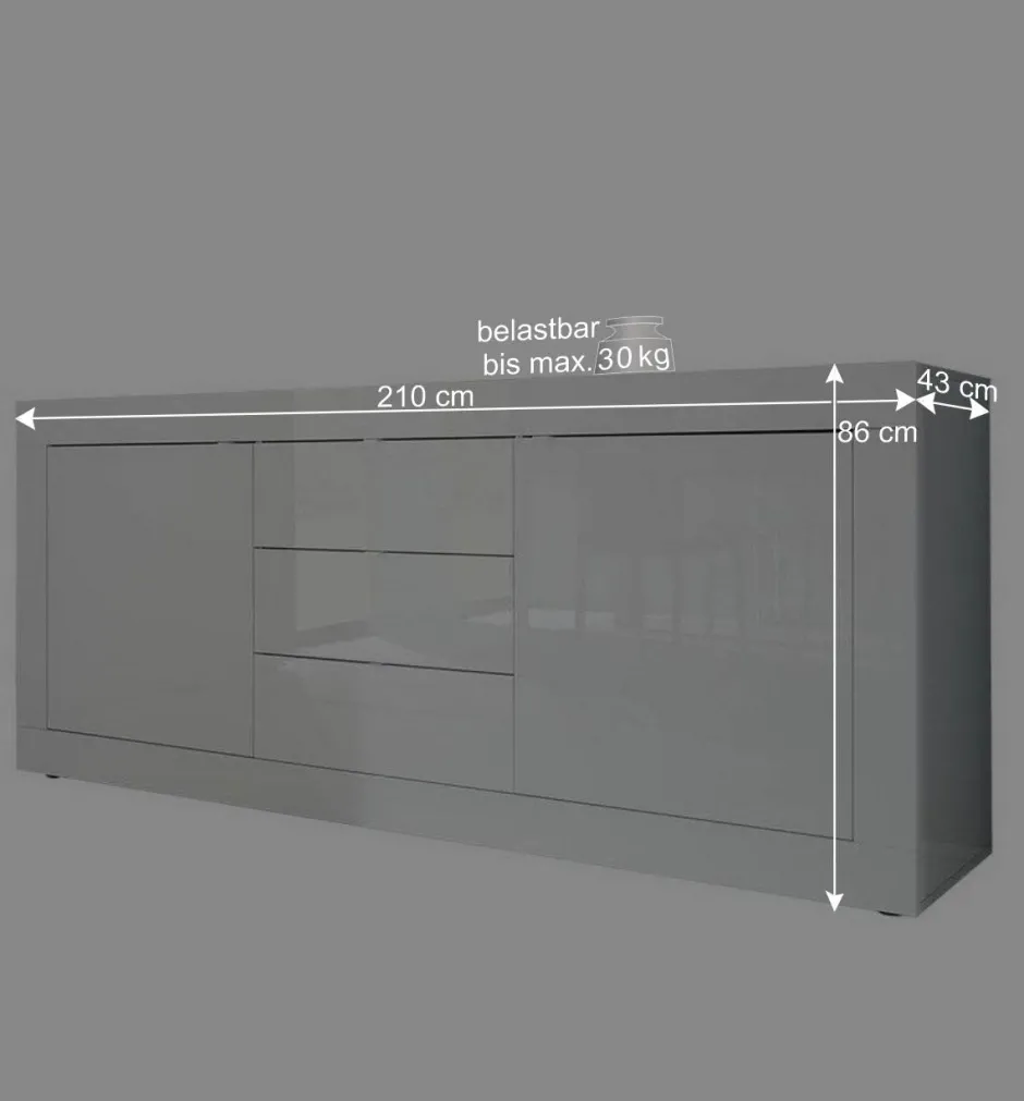 Wohnen Hochglanz Wohnzimmermöbel in Weiß - Sogno (zweiteilig)