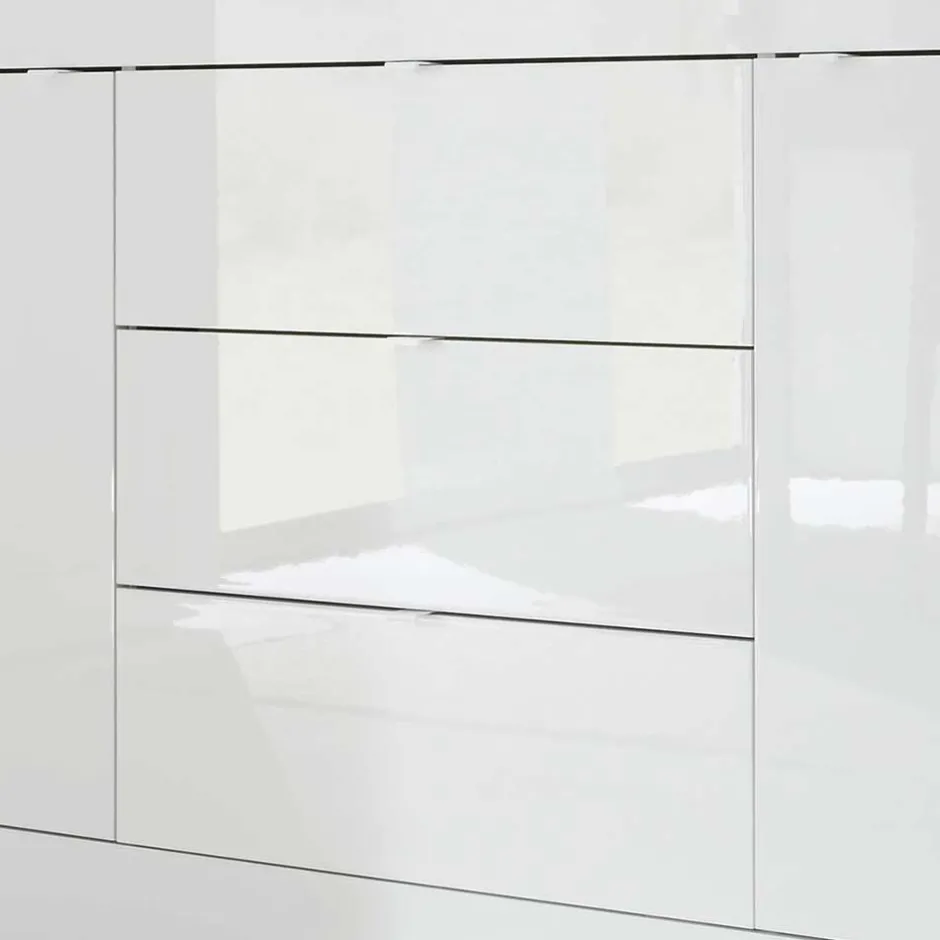 Wohnen Hochglanz Wohnzimmermöbel in Weiß - Sogno (zweiteilig)