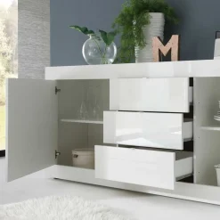 Wohnen Hochglanz Wohnzimmermöbel in Weiß - Sogno (zweiteilig)
