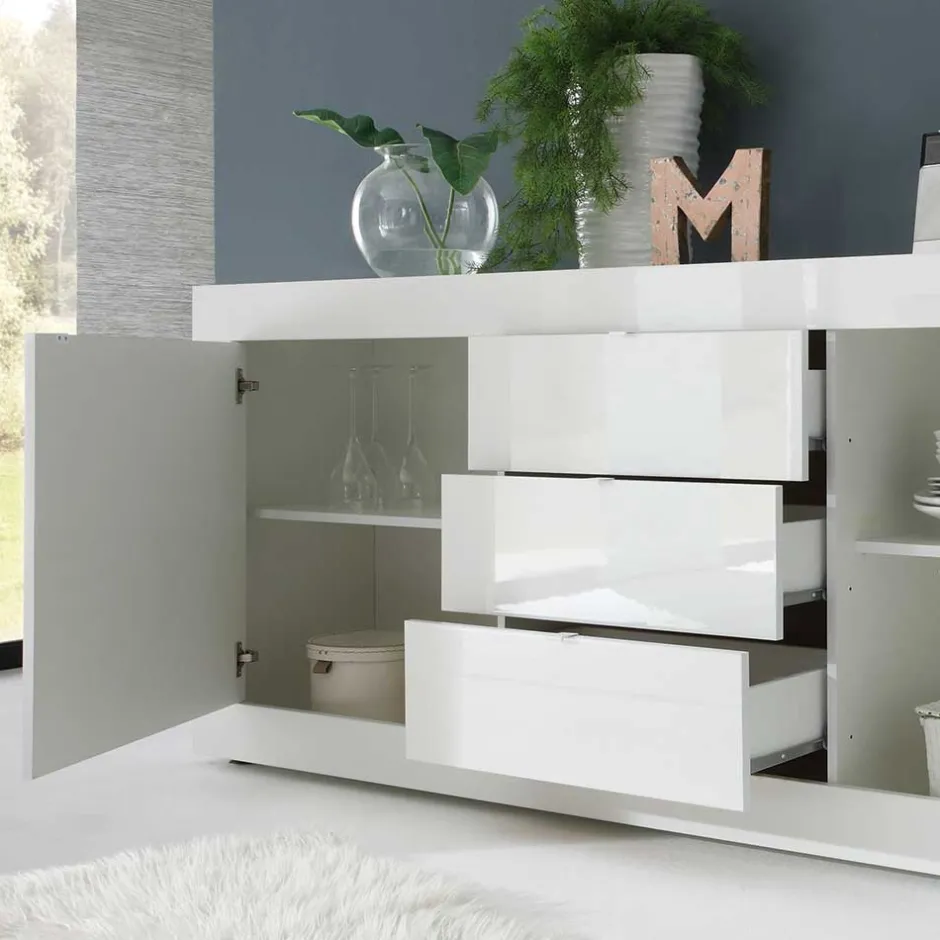 Wohnen Hochglanz Wohnzimmermöbel in Weiß - Sogno (zweiteilig)