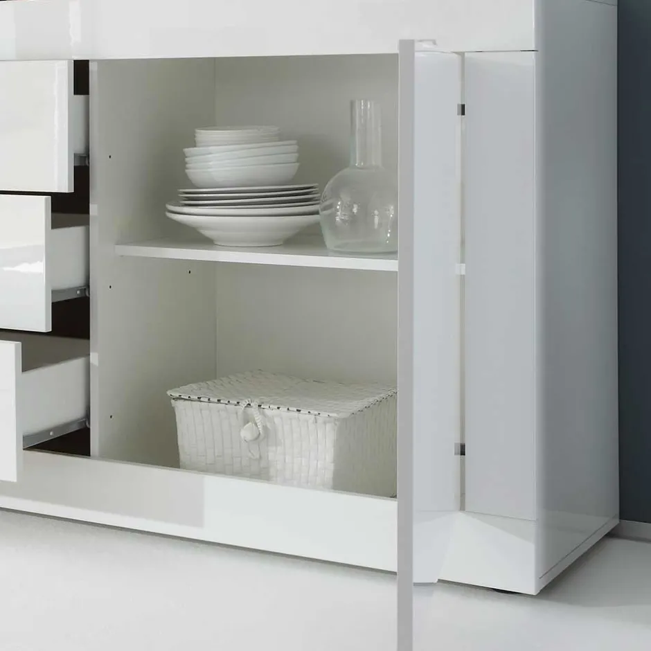 Wohnen Hochglanz Wohnzimmermöbel in Weiß - Sogno (zweiteilig)