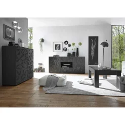 Hochglanz Wohnzimmermöbel in Grau - Kuriasna (dreiteilig)^Wohnen New