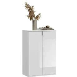 Wohnen Hochglänzender Schuhschrank in Weiß - Ejulia