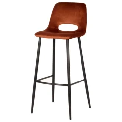 Wohnen Hochhocker in Rostfarben Braun Samt - Zykla (2er Set)