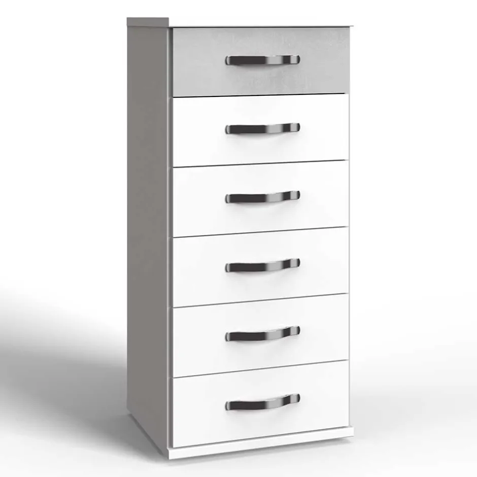 Wohnen Hochkommode in Weiß & Beton Optik - Hotti