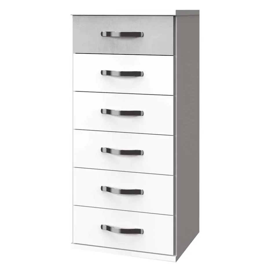 Wohnen Hochkommode in Weiß & Beton Optik - Hotti