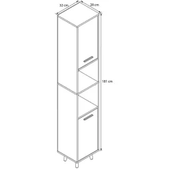 Hochschrank fürs Badezimmer in Weiß & Honig Wildeiche - Luzern^Wohnen Clearance