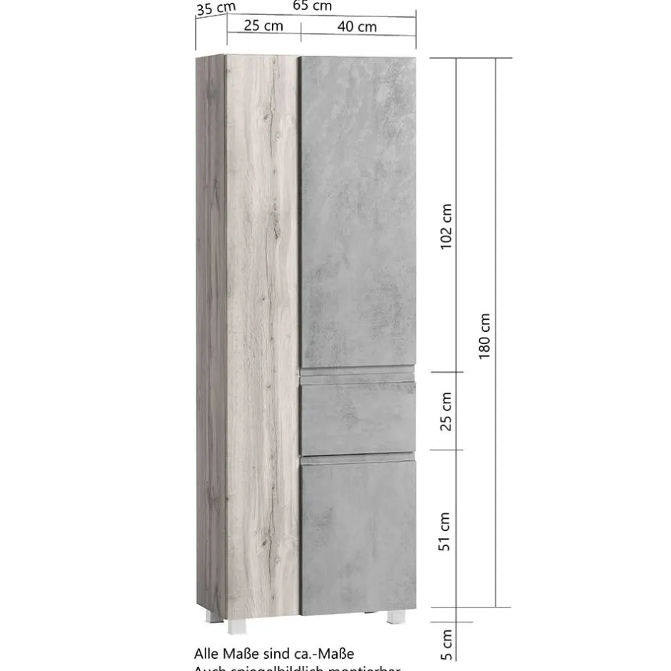 Wohnen Hochschrank mit drei Türen mit Schublade - Jambi