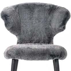 Hochwertiger Design Stuhl aus Kunstfell in Grau - Zarodrana^Wohnen Hot