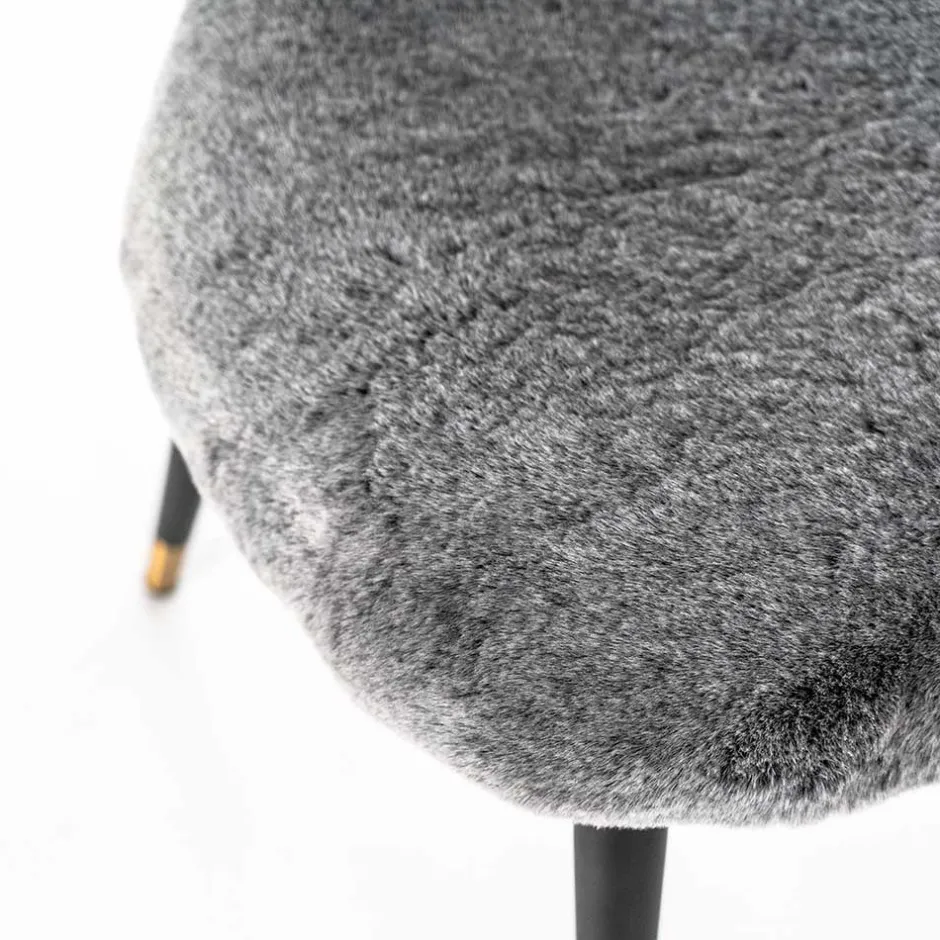 Hochwertiger Design Stuhl aus Kunstfell in Grau - Zarodrana^Wohnen Hot