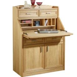 Wohnen Hochwertiger Schreibschrank in geölter Eiche - Gatania