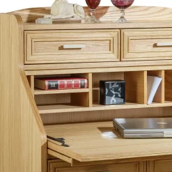 Wohnen Hochwertiger Schreibschrank in geölter Eiche - Gatania