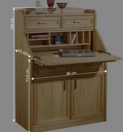 Wohnen Hochwertiger Schreibschrank in geölter Eiche - Gatania