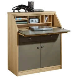 Hochwertiger Schreibschrank in Beigegrau & Eiche - Liaria^Wohnen Discount