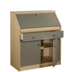 Hochwertiger Schreibschrank in Beigegrau & Eiche - Liaria^Wohnen Discount