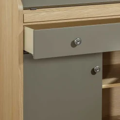 Hochwertiger Schreibschrank in Beigegrau & Eiche - Liaria^Wohnen Discount