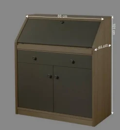 Hochwertiger Schreibschrank in Beigegrau & Eiche - Liaria^Wohnen Discount