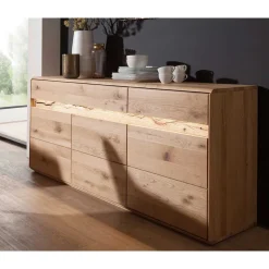 Wohnen Hochwertiges Wildeiche Sideboard 184x86x44 cm - Acmida
