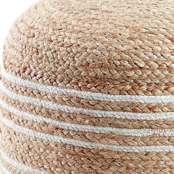 Wohnen Hocker aus Jute Geflecht in Natur & Weiß - Bondio