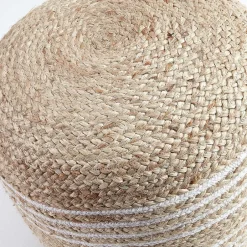 Wohnen Hocker aus Jute Geflecht in Natur & Weiß - Bondio