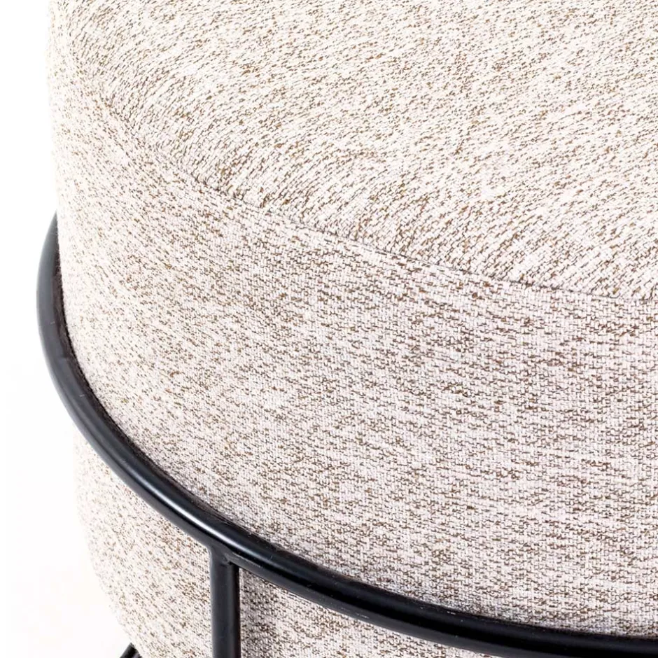 Hocker in Beige meliert Stoff - Zimbu^Wohnen New