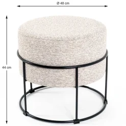 Hocker in Beige meliert Stoff - Zimbu^Wohnen New