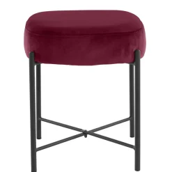 Hocker in Bordeaux Rot Samt - Car^Wohnen Discount