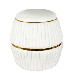 Hocker in Cremeweiß mit Gold - Josue^Wohnen Outlet