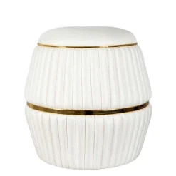 Hocker in Cremeweiß mit Gold - Josue^Wohnen Outlet