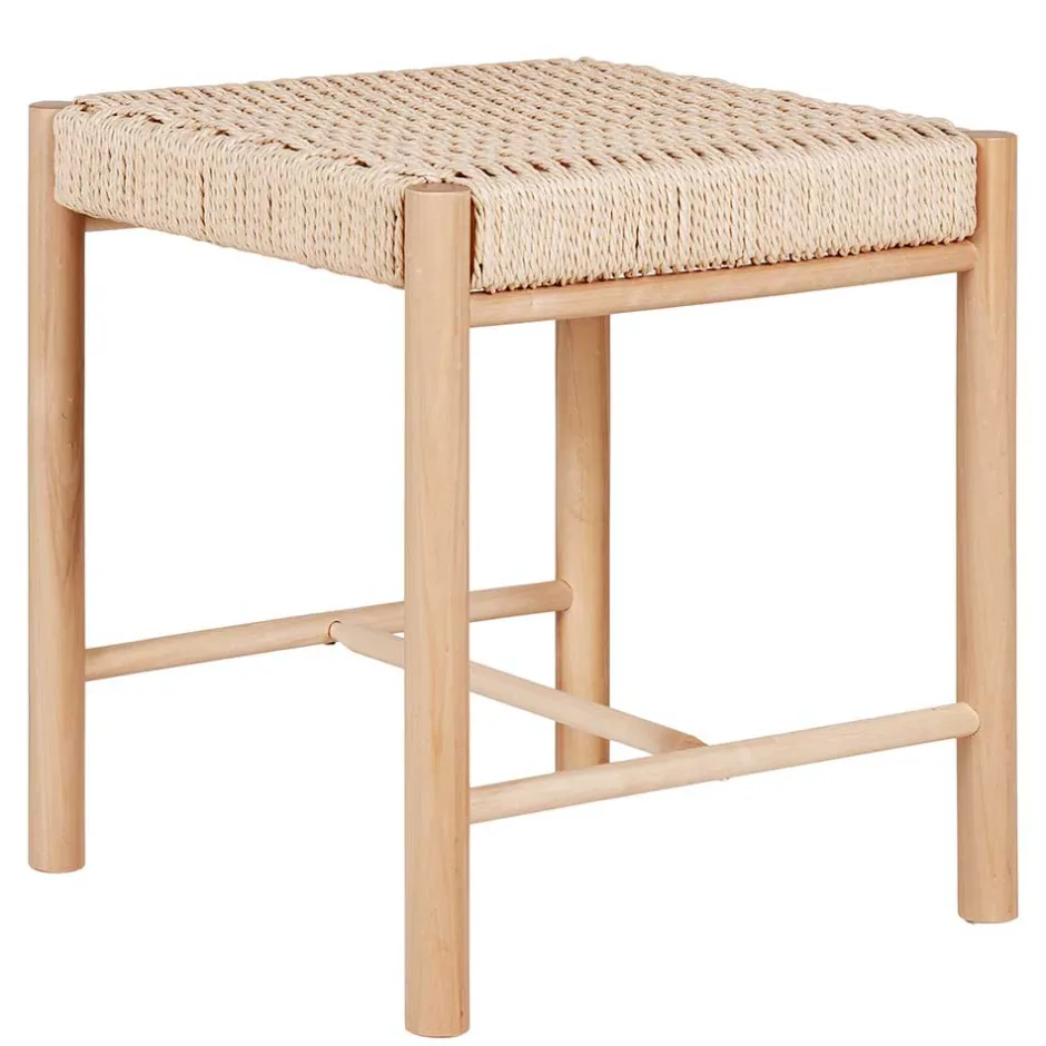 Hocker in Natur mit Geflechtsitz - Athenas^Wohnen Discount