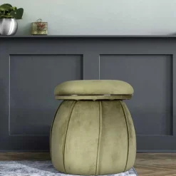 Hocker in Oliv Grün mit Dunkelgrau - Enlino^Wohnen New