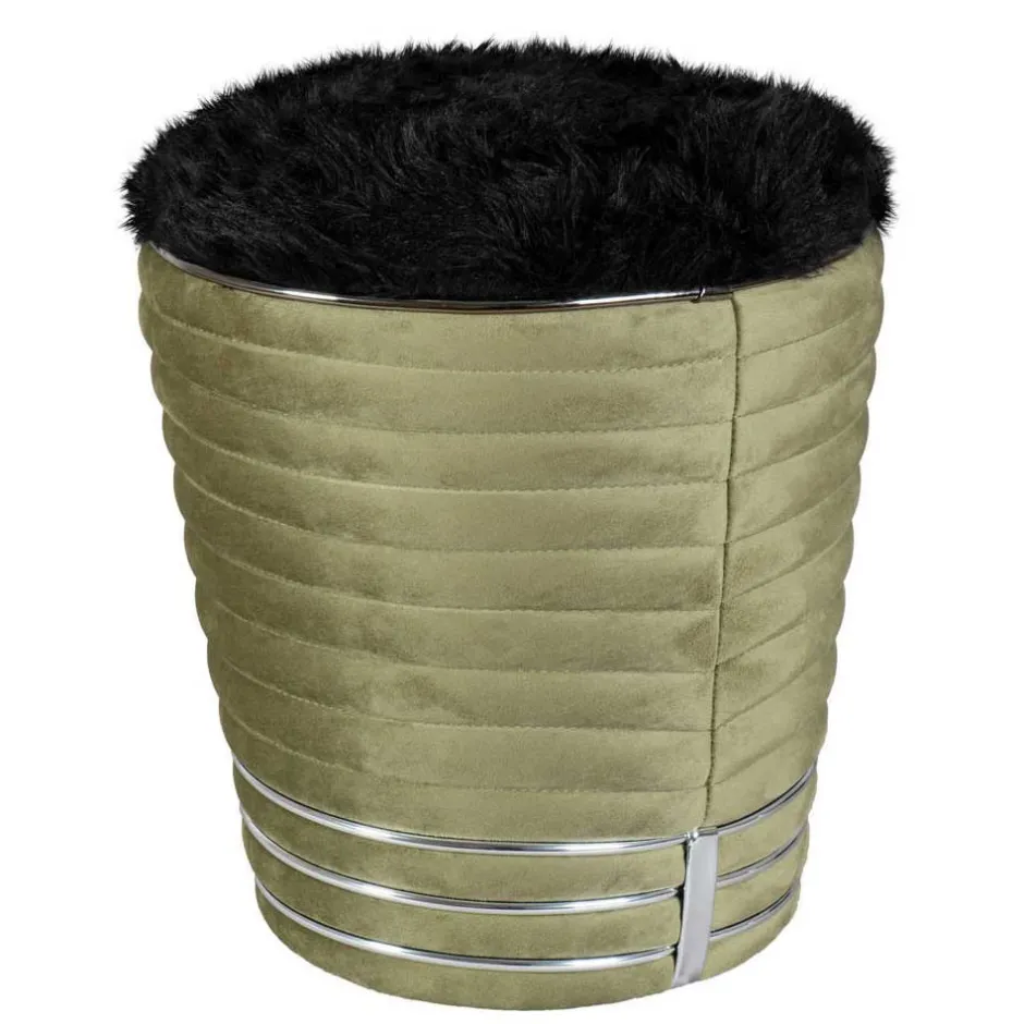 Hocker in Schwarz und Oliv Grün und Silber - Egeta^Wohnen