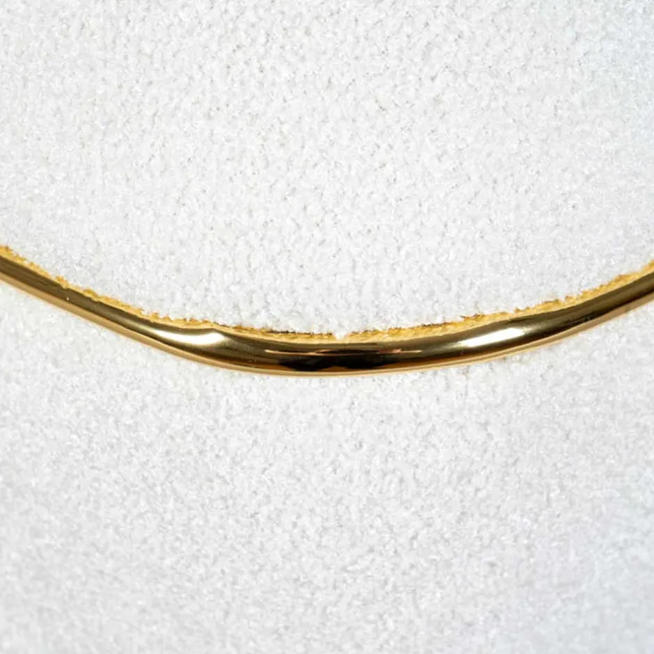 Hocker in Weiß Webplüsch mit Gold - Tandrea^Wohnen Clearance