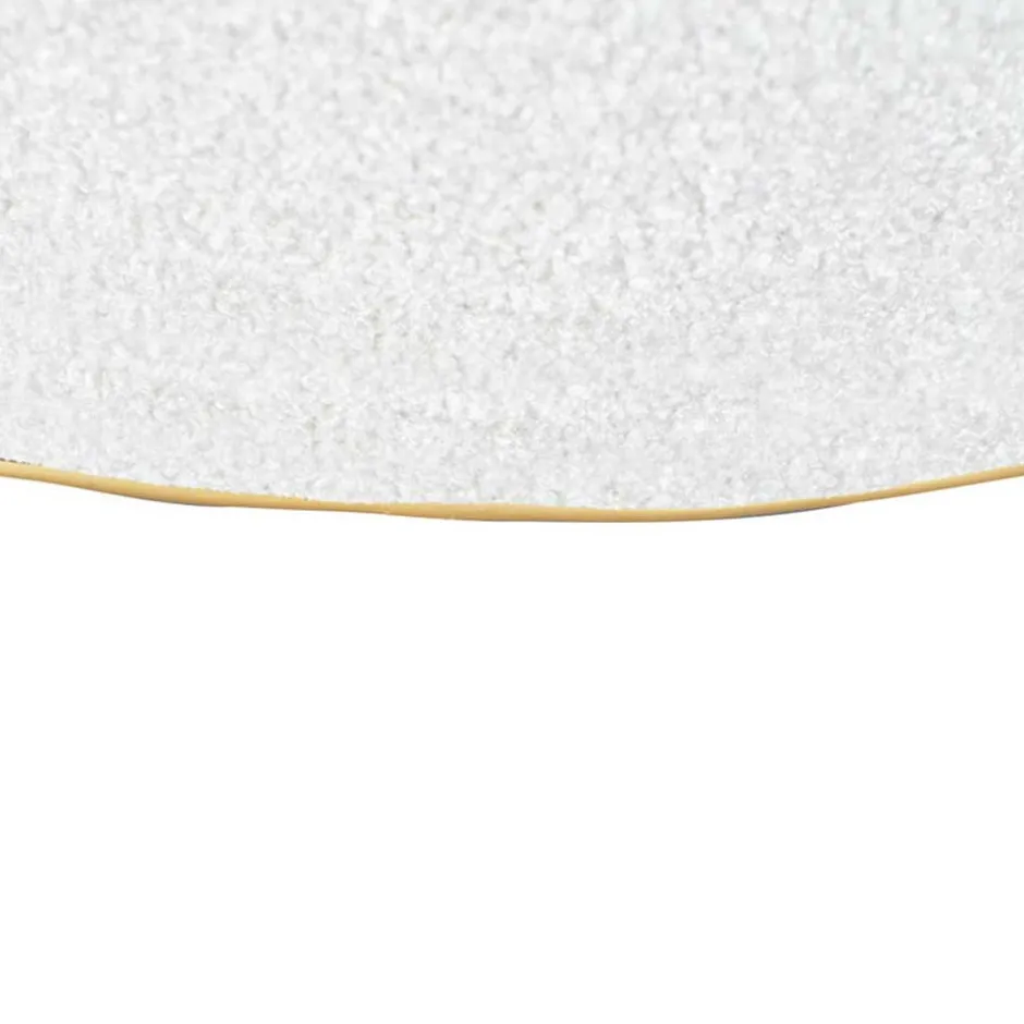 Hocker in Weiß Webplüsch mit Gold - Tandrea^Wohnen Clearance