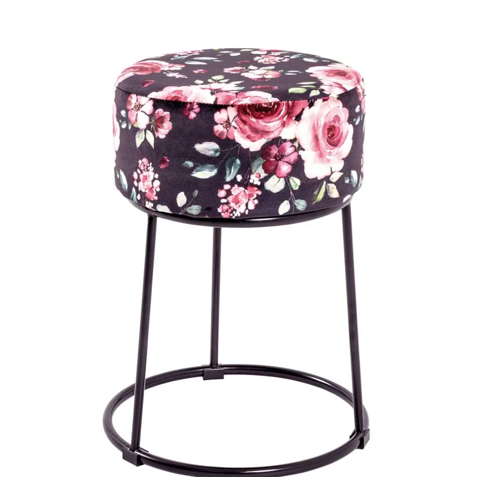 Hocker mit Samt Rosen Motiv - Henrics^Wohnen