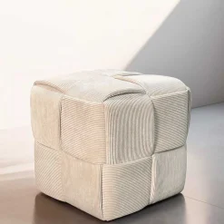 Hocker Pouf in Beige Cordbezug - Salvita III^Wohnen Best