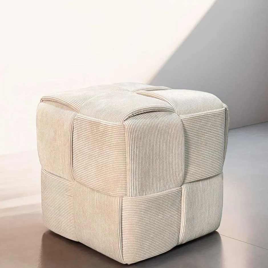 Hocker Pouf in Beige Cordbezug - Salvita III^Wohnen Best