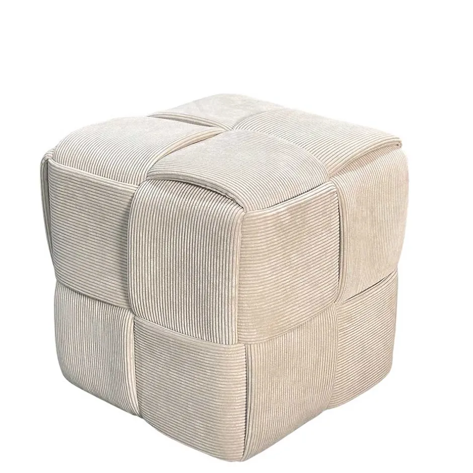 Hocker Pouf in Beige Cordbezug - Salvita III^Wohnen Best