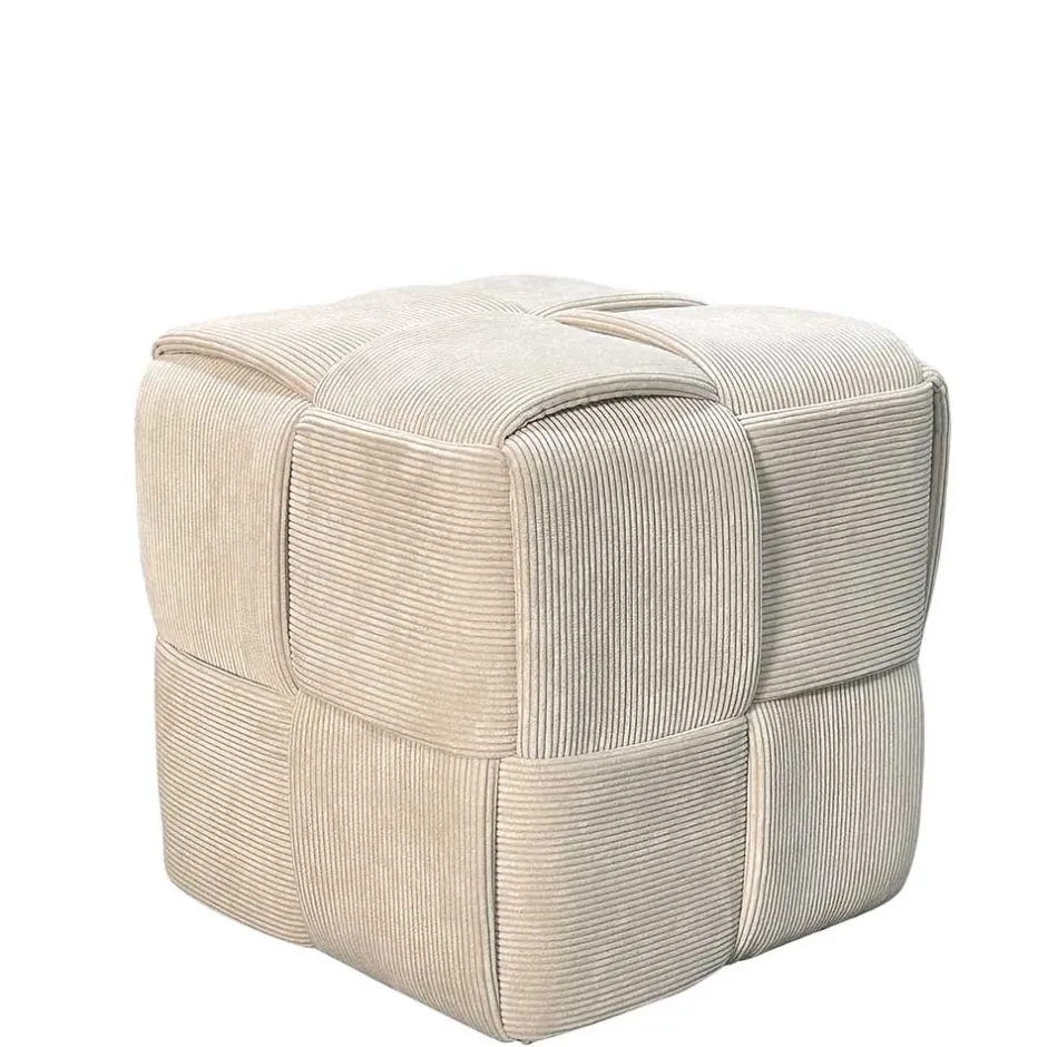 Hocker Pouf in Beige Cordbezug - Salvita III^Wohnen Best