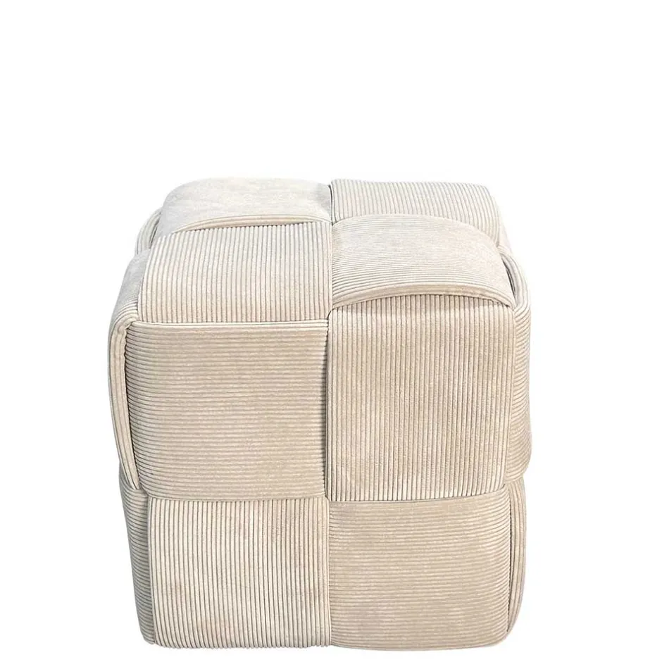 Hocker Pouf in Beige Cordbezug - Salvita III^Wohnen Best