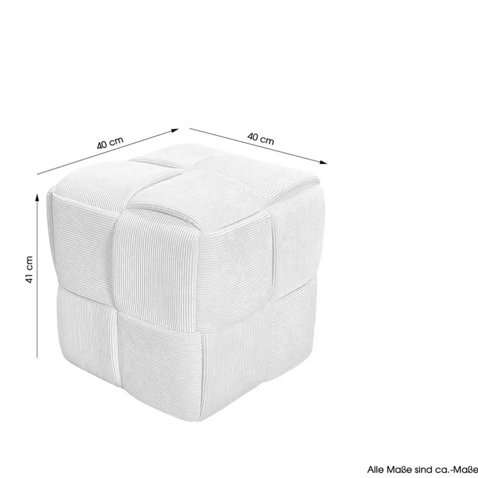 Hocker Pouf in Beige Cordbezug - Salvita III^Wohnen Best