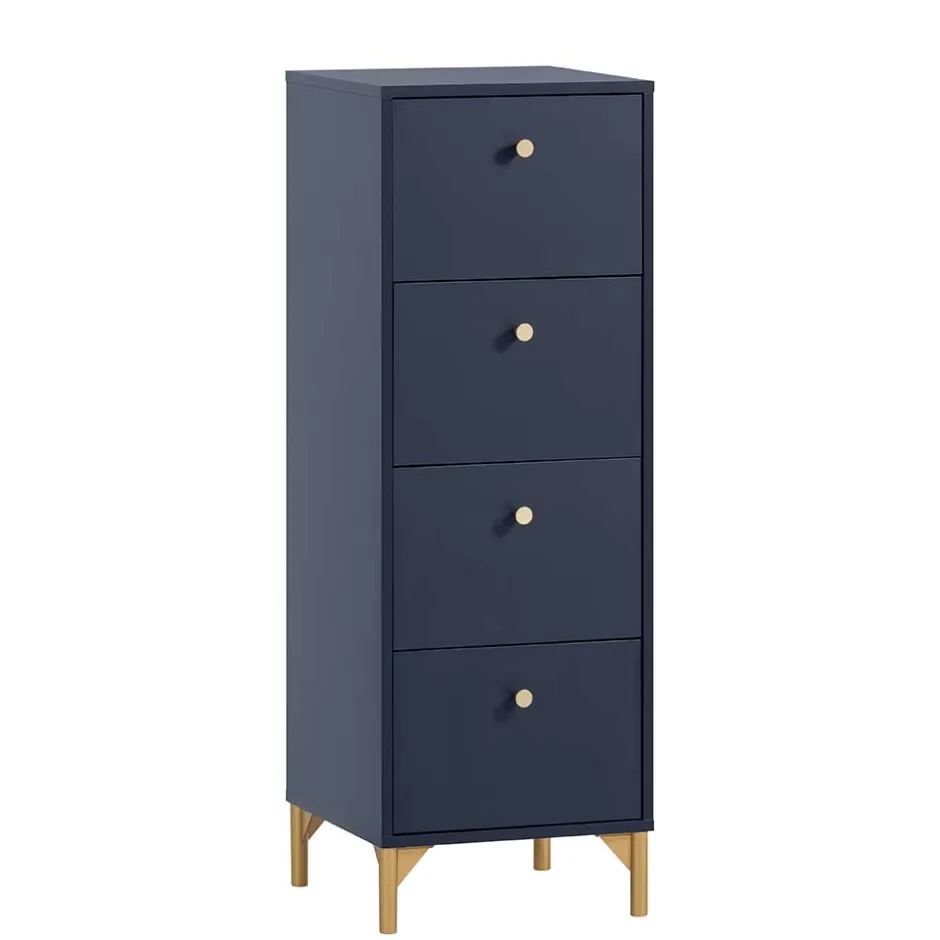 Hohe Kommode in Dunkelblau mit Gold - Inbano^Wohnen