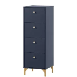 Hohe Kommode in Dunkelblau mit Gold - Inbano^Wohnen
