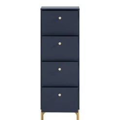 Hohe Kommode in Dunkelblau mit Gold - Inbano^Wohnen